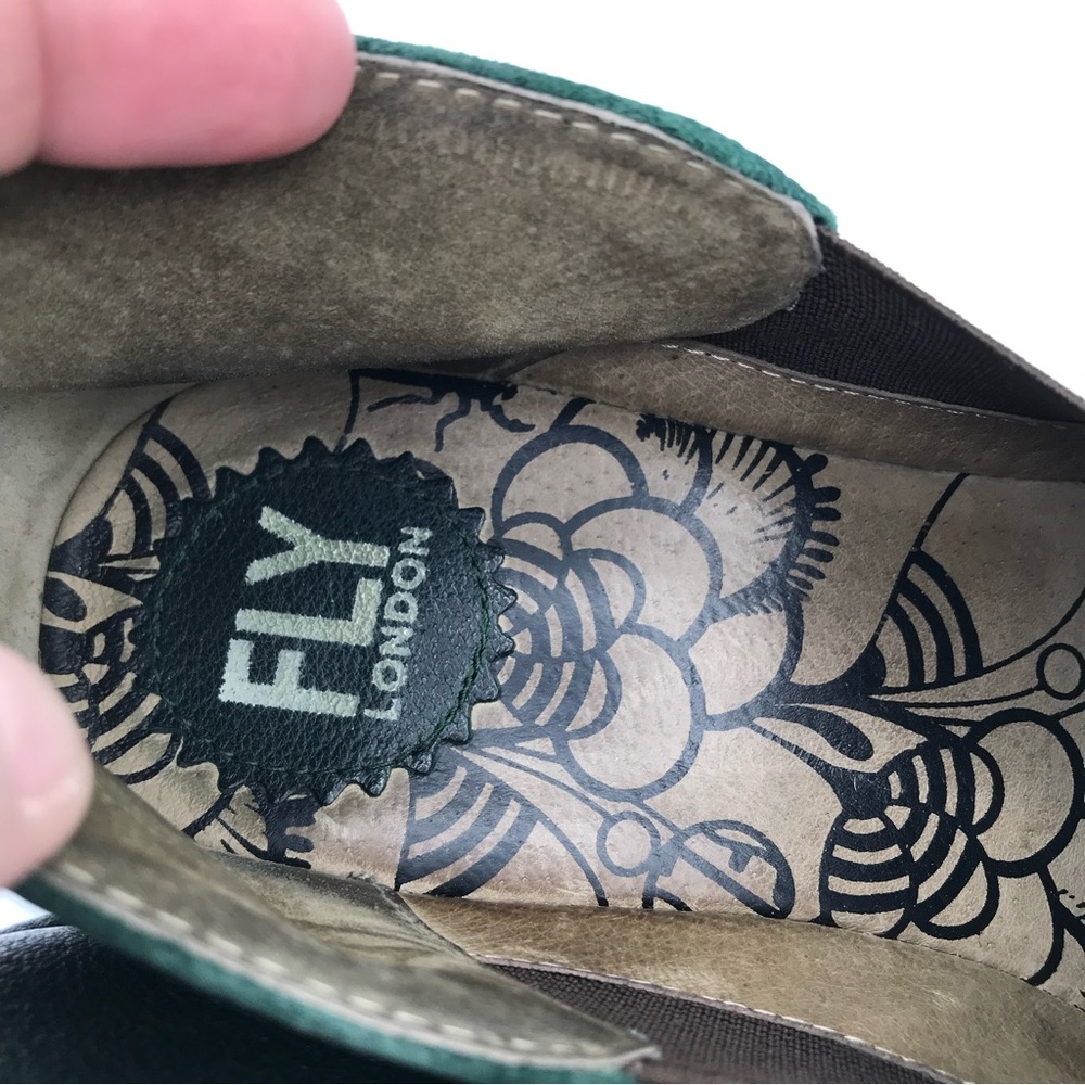 Fly London Shoes YUA Women's 39 US 8-8.5 Platform Wedges Green Leather Bootie - Picture 10 of 15